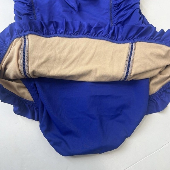 Jantzen Blue Swim Dress Swim Suit One Piece 8 Halter Ruched Soft Cups - Picture 16 of 16